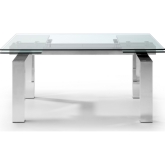 Cuatro 63 to 98" Dining Table w/ Tempered Glass Top on Stainless Steel Base